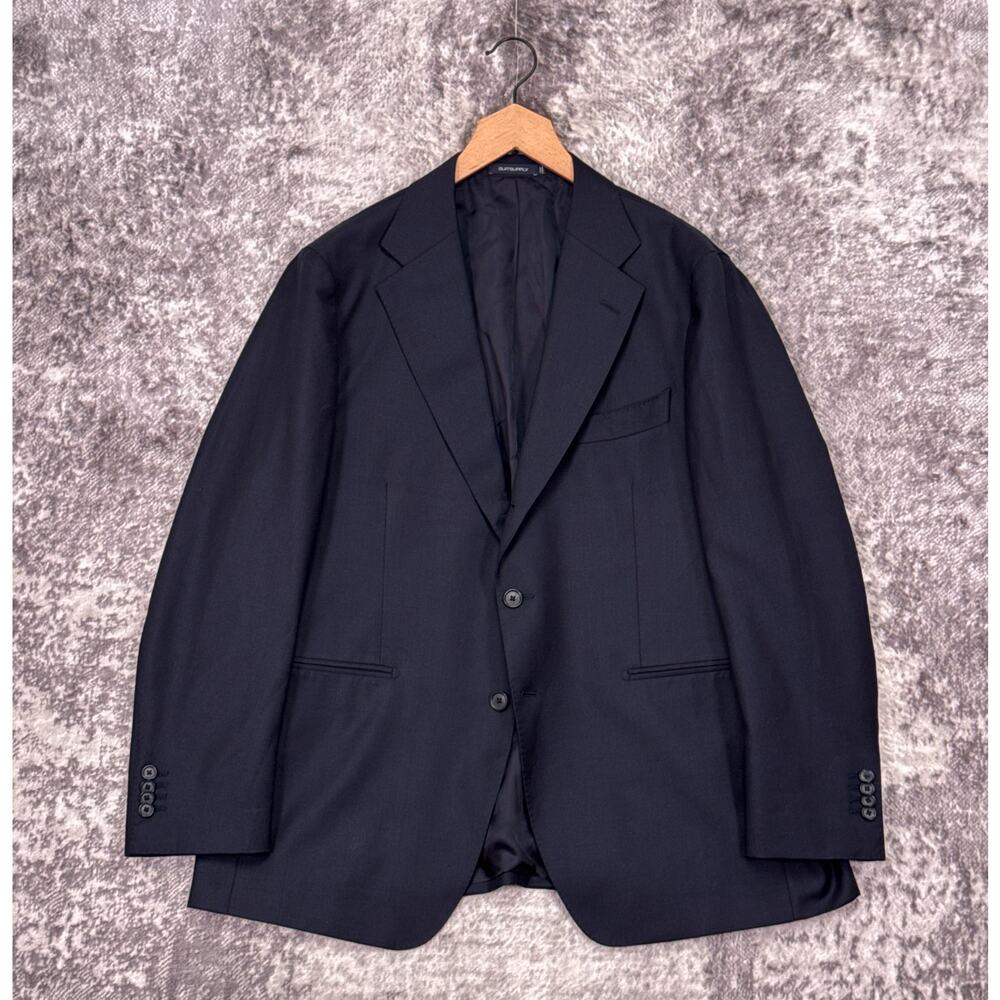 SUITSUPPLY Suit Jacket 46 Short Mens Havana Jetted Slim Blue Italian Wool Blazer